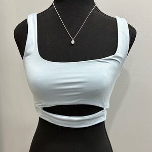 Streetwear Society Sky Blue Cutout Crop Top